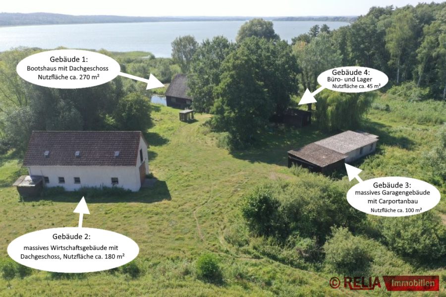 17139 Malchin - Traumhaftes Wassergrundstück mit Bootshaus am Malchiner See